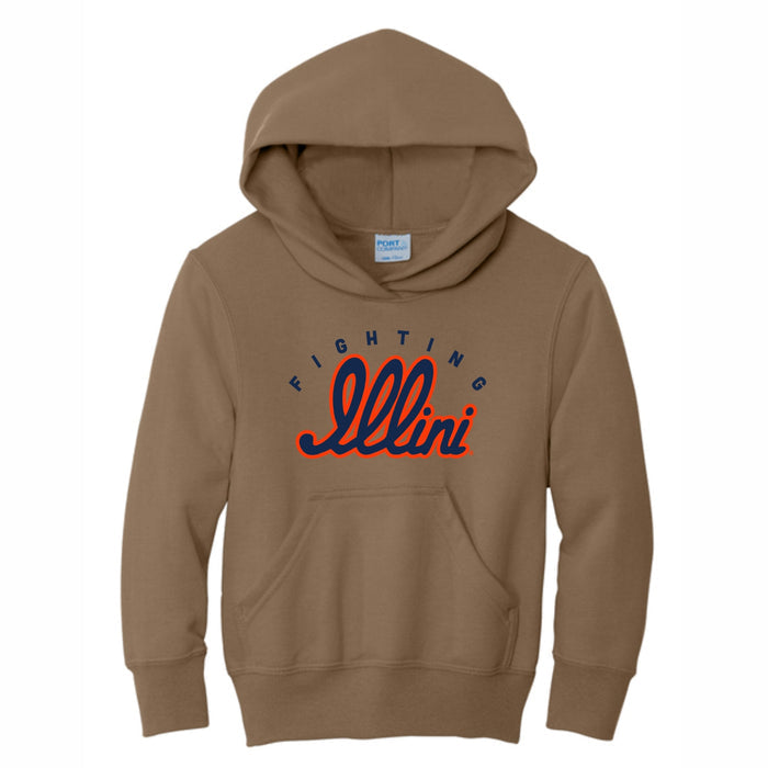 Illinois Kids Hoodie Brown Script Fighting Illini