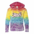 Illinois Kids Hoodie Multi-Color Tie Dye Script