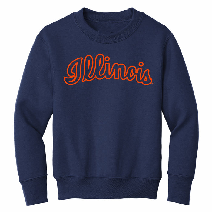 Illinois Kids Navy Script Sweatshirt