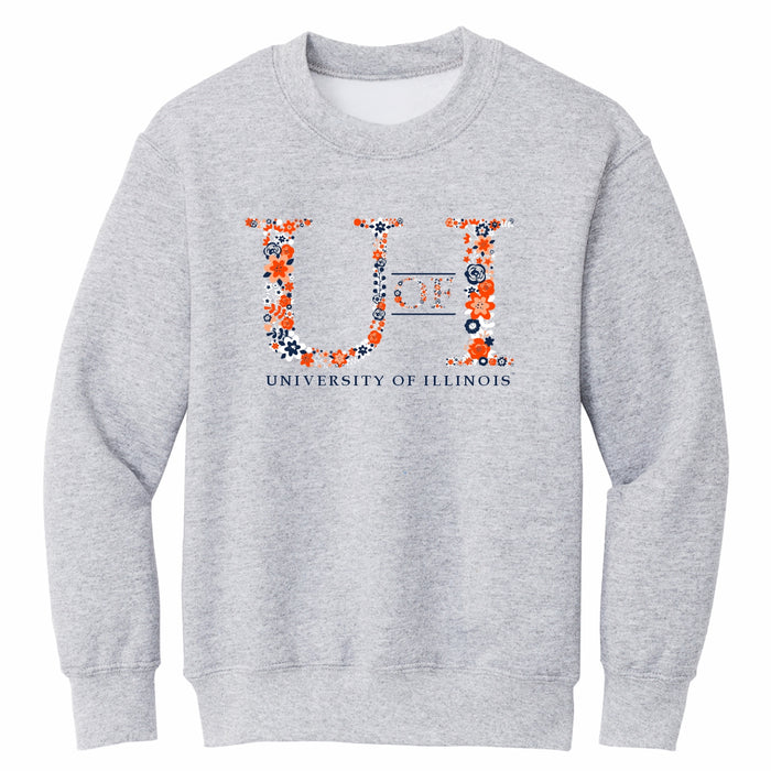 Illinois Kids Sweatshirt Grey U of I Floral