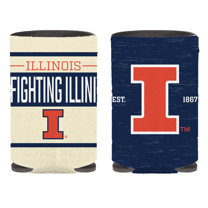 Illinois Koozie Two-Sided Cream/Navy