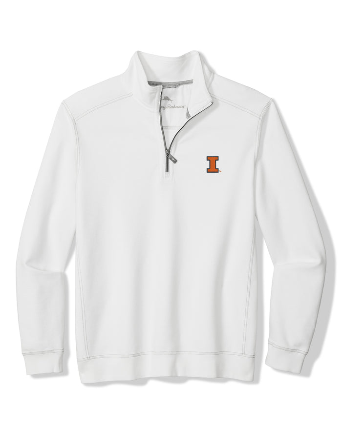 Illinois Men's Tommy Bahama Montego Bay White Half-Zip Pullover