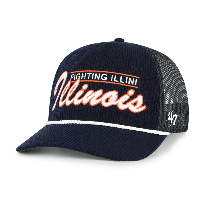 Illinois Navy Corduroy Mesh Back Script Hat