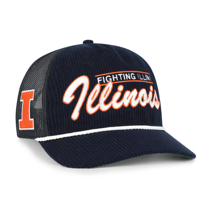 Illinois Navy Corduroy Mesh Back Script Hat