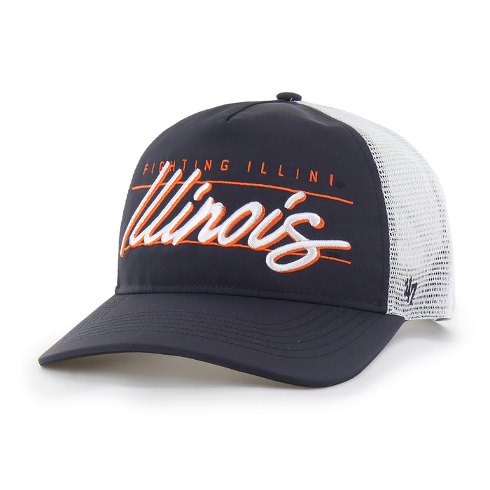 Illinois Navy Hitch Script White Meshback Hat