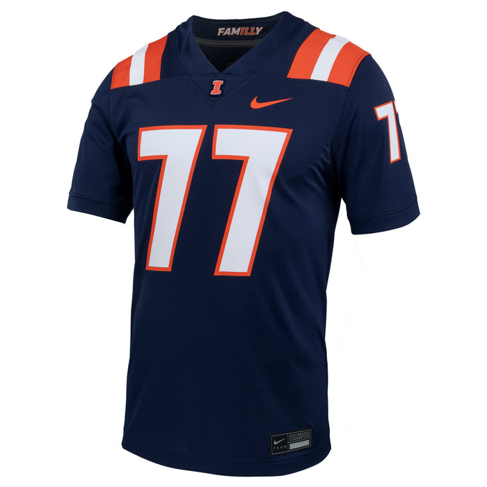 Illinois Nike Navy Replica #77 Football Jersey