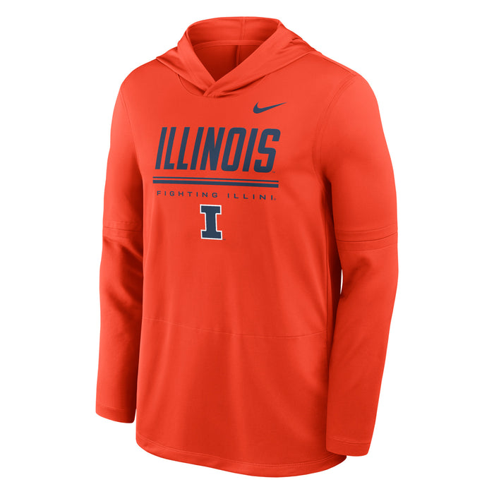 Illinois Nike Orange Official Sideline Lightweight Hooded Tee