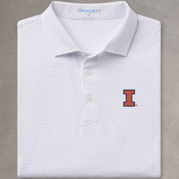 Illinois Polo Men's White Speckle Pattern Block I
