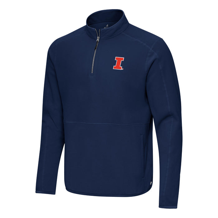 Illinois Pullover Men's Antigua Navy Block I Fleece Quarter-Zip
