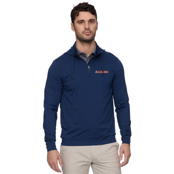 Illinois Pullover Men's Navy Quarter-Zip Hoodie Slant Illinois