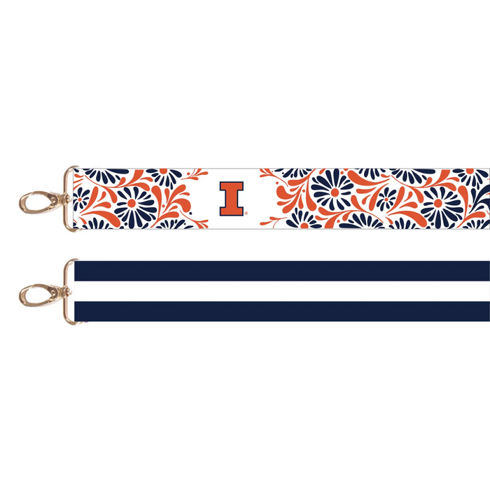 Illinois Purse Strap Flower/Stripe Design