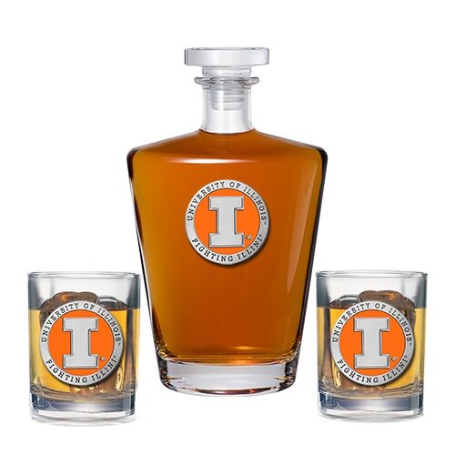 Illinois Royal Decanter with 2 Rocks Glasses