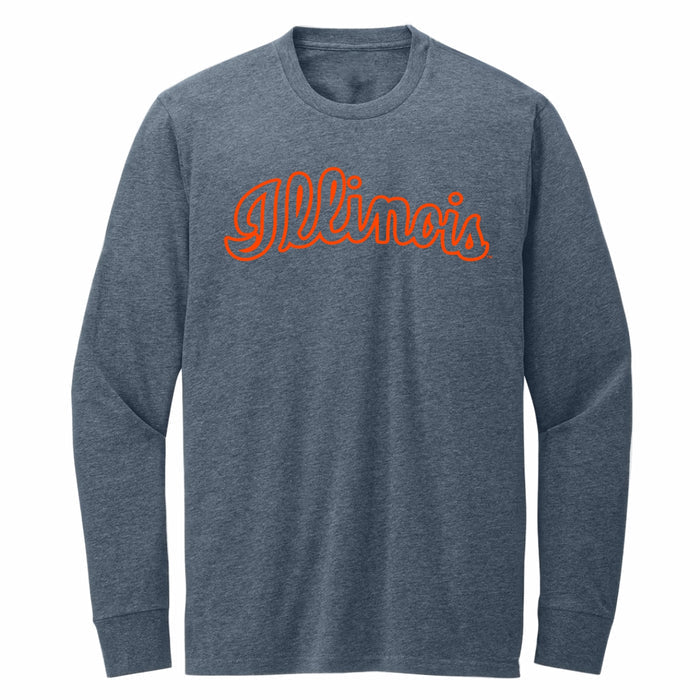 Illinois Shirt Navy Long-Sleeve Puff Script