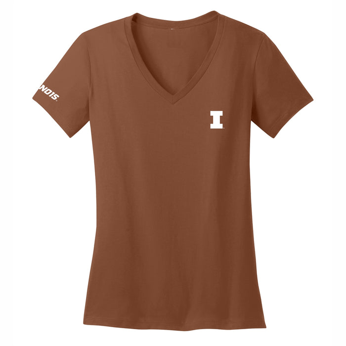 Illinois Shirt Women's Brown Block I V-Neck