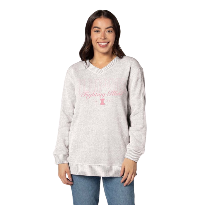 Illinois Sweater Women's Tan/Pink V-Neck