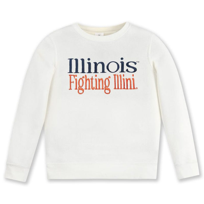 Illinois Sweatshirt Girls White Raised Embroidery