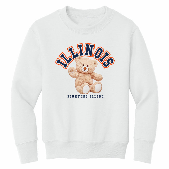 Illinois Sweatshirt Kids White Stuffed Bear Crewneck