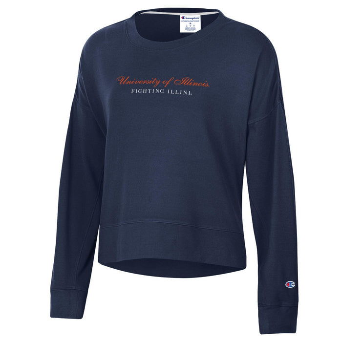 Illinois Sweatshirt Women's Navy Script U of I