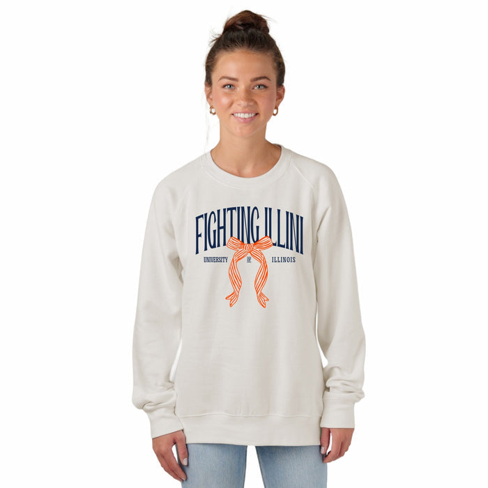 Illinois Sweatshirt Women's White Fighting Illini Bow