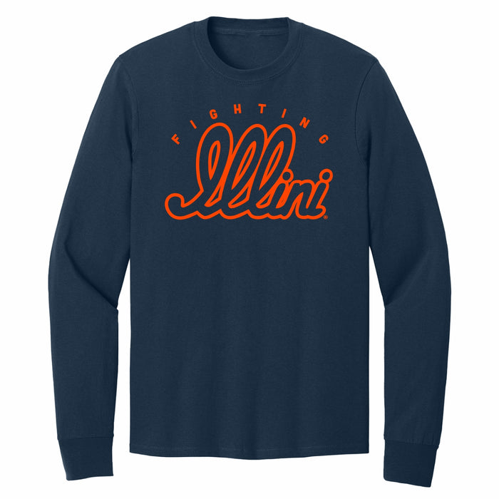 Illinois T-Shirt Long-Sleeve Navy Script
