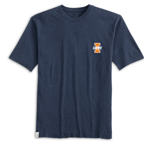Illinois T-Shirt Men's Navy Retro Logo Johnnie-O