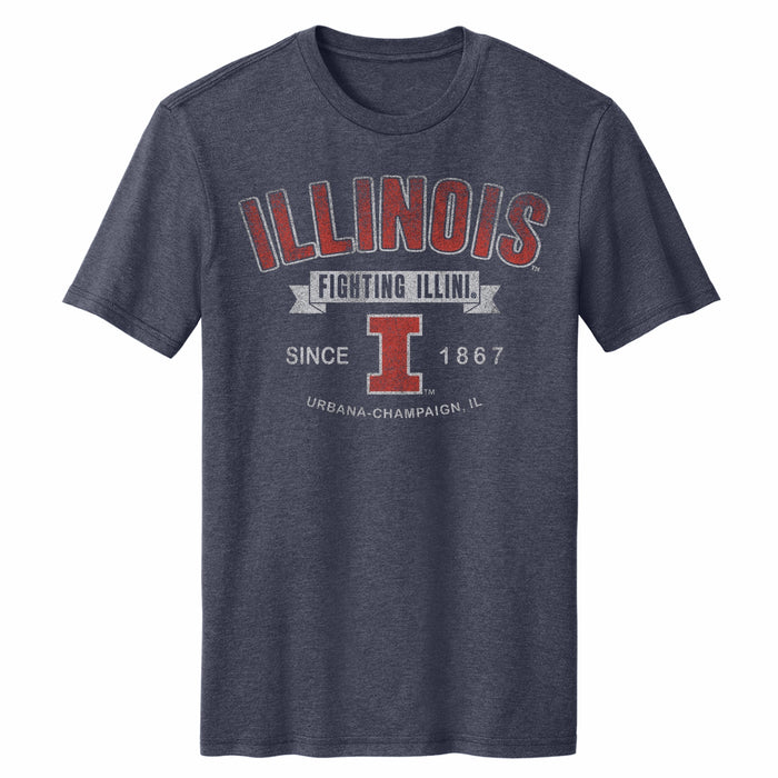 Illinois T-Shirt Navy Banner Distressed