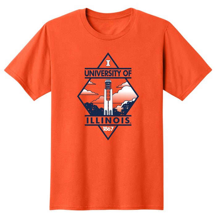 Illinois T-Shirt Orange Bell Tower