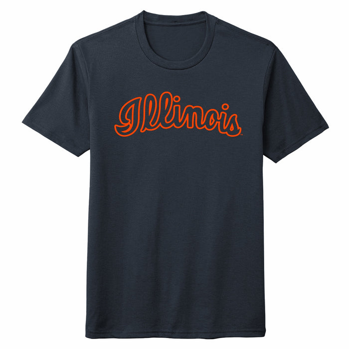 Illinois T-Shirt Simple Navy Script