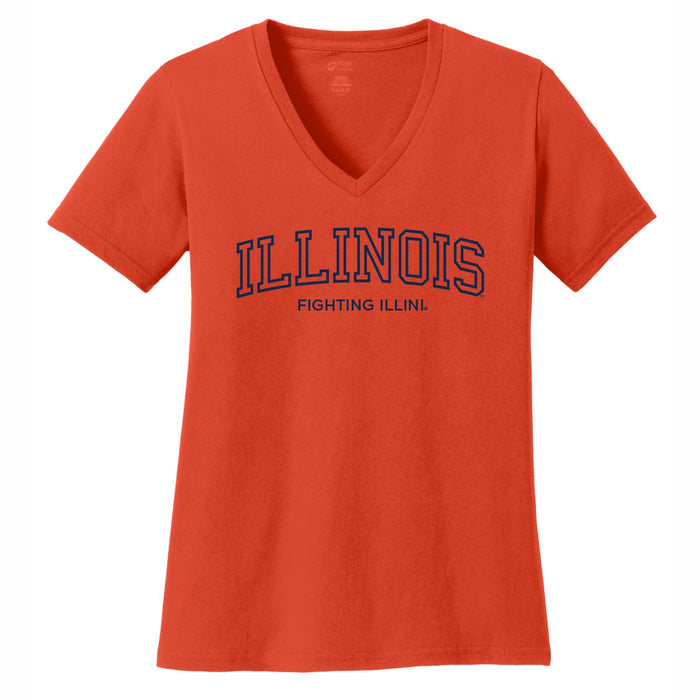 Illinois T-Shirt Women's Orange Puff Outline