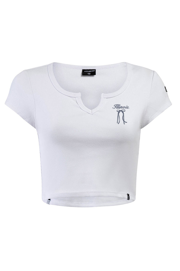 Illinois T-Shirt Women's White Ribbed Cali Tee