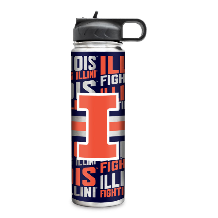 Illinois Water Bottle 22oz Stainless Steel Wrap