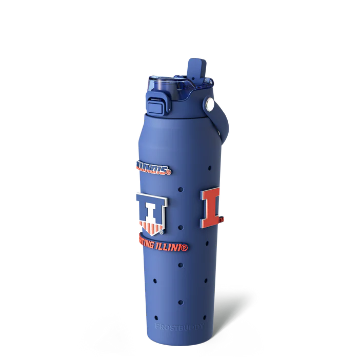 Illinois Water Bottle 32oz Navy Charm