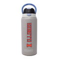 Illinois Water Bottle 32oz Stainless Grey Flip Lid