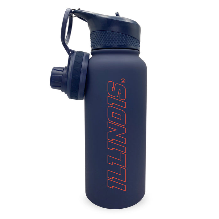 Illinois Water Bottle 34oz Navy Slant