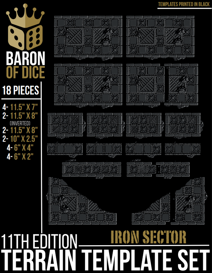 Iron Sector Template Set | 11e Terrain Template Set | Shipping Excluded