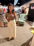 Ivory Adjustable Waist Crop Jean