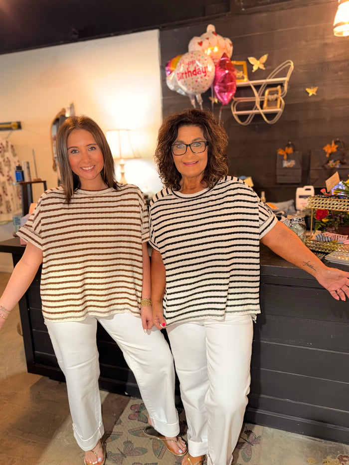 Jacquard Stripe Split Tee