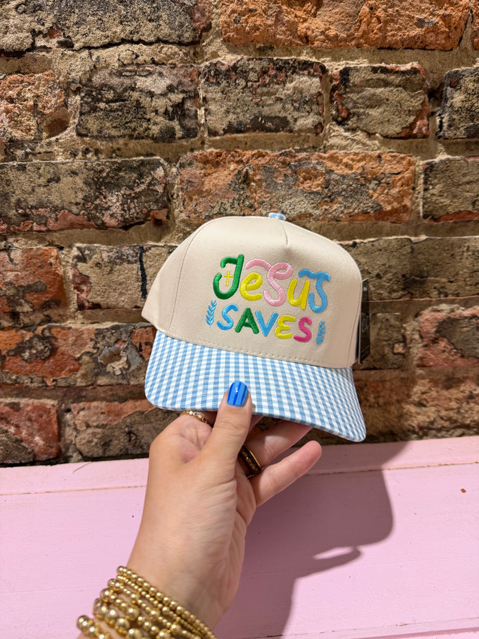 Jesus Saves Gingham Hat