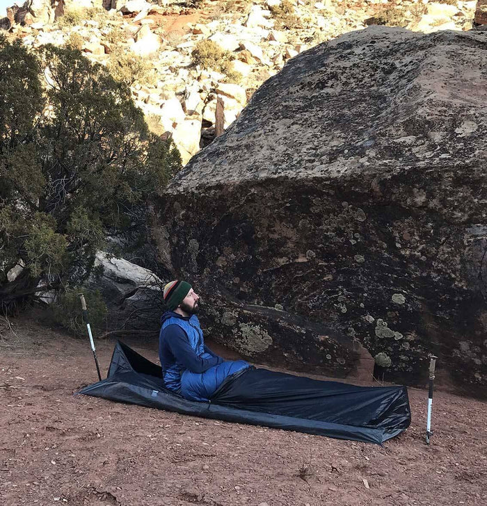 KATABATIC GEAR Bristlecone Bivy used outdoors at a bivy site