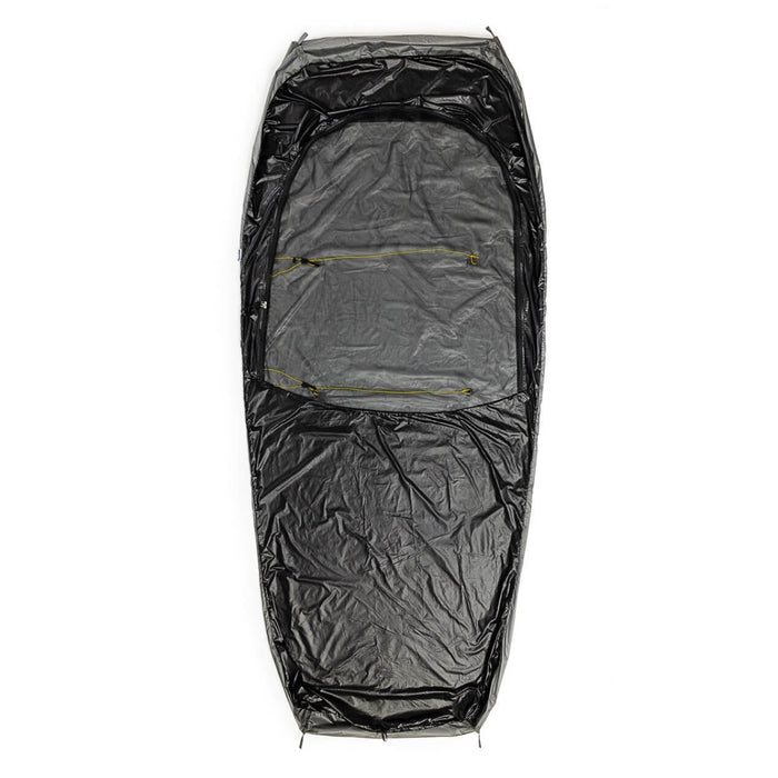 KATABATIC GEAR Piñon Bivy closed showing mesh panel – studio view