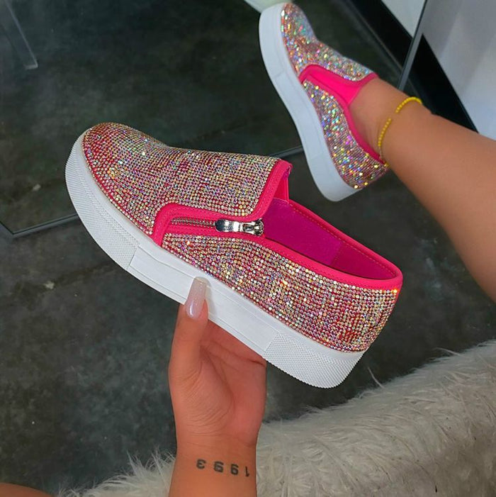 Large Size Rhinestone Flat Casual Single Shoes One Pedal Lazy Shoes - Livefree