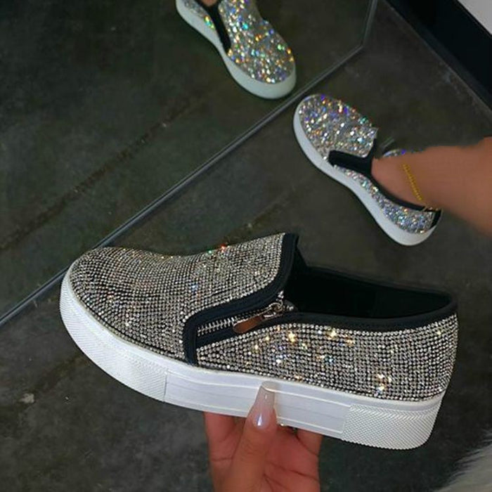 Large Size Rhinestone Flat Casual Single Shoes One Pedal Lazy Shoes - Livefree