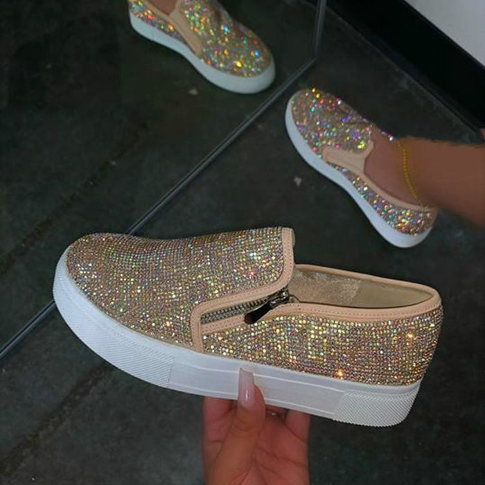 Large Size Rhinestone Flat Casual Single Shoes One Pedal Lazy Shoes - Livefree