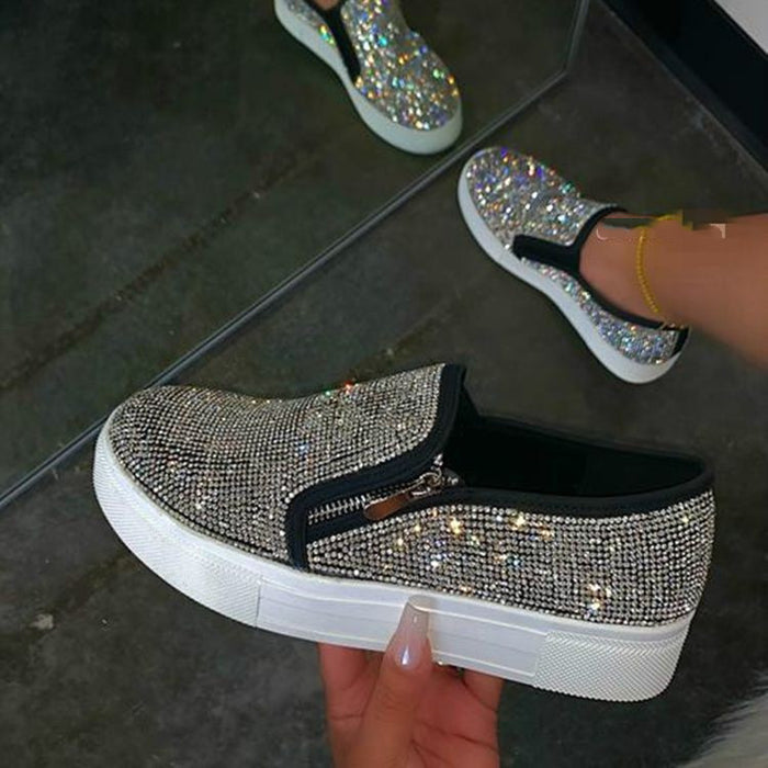 Large Size Rhinestone Flat Casual Single Shoes One Pedal Lazy Shoes - Livefree