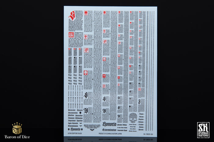 Latin Scripture | Waterslide Decals | Baron of Dice x Scumb4g Kustoms