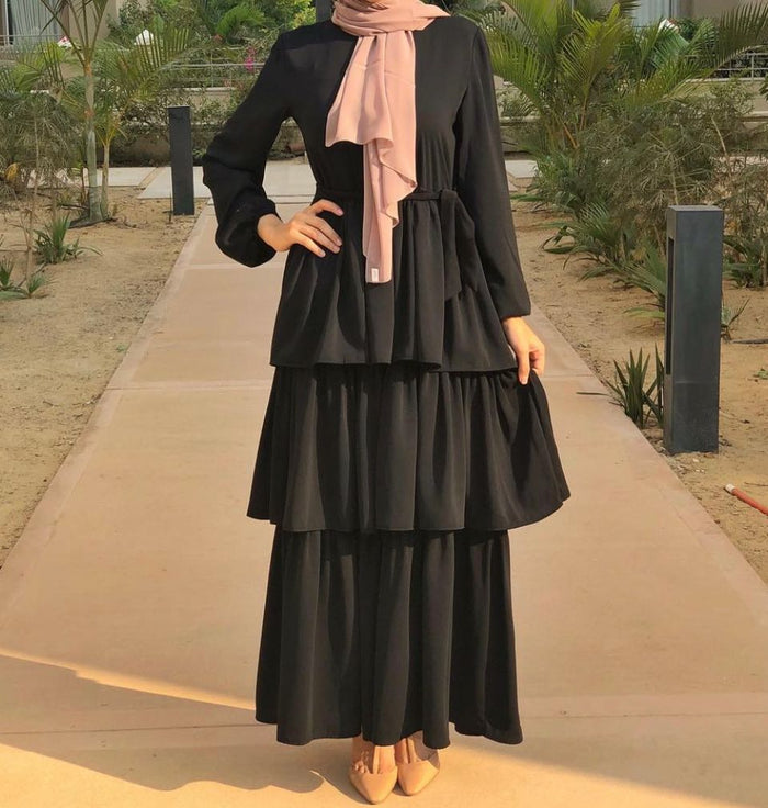 Layered black abaya. - Livefree