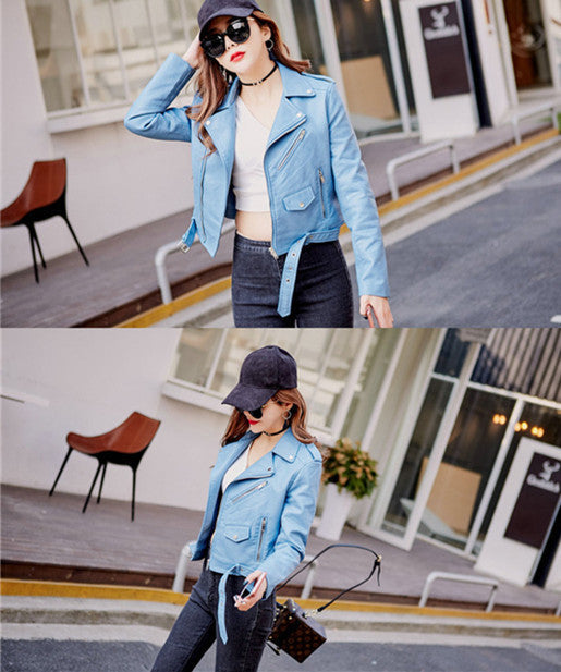 Leather Jacket Korean Style Slim Motorcycle Leather Jacket - Livefree