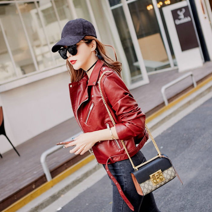 Leather Jacket Korean Style Slim Motorcycle Leather Jacket - Livefree