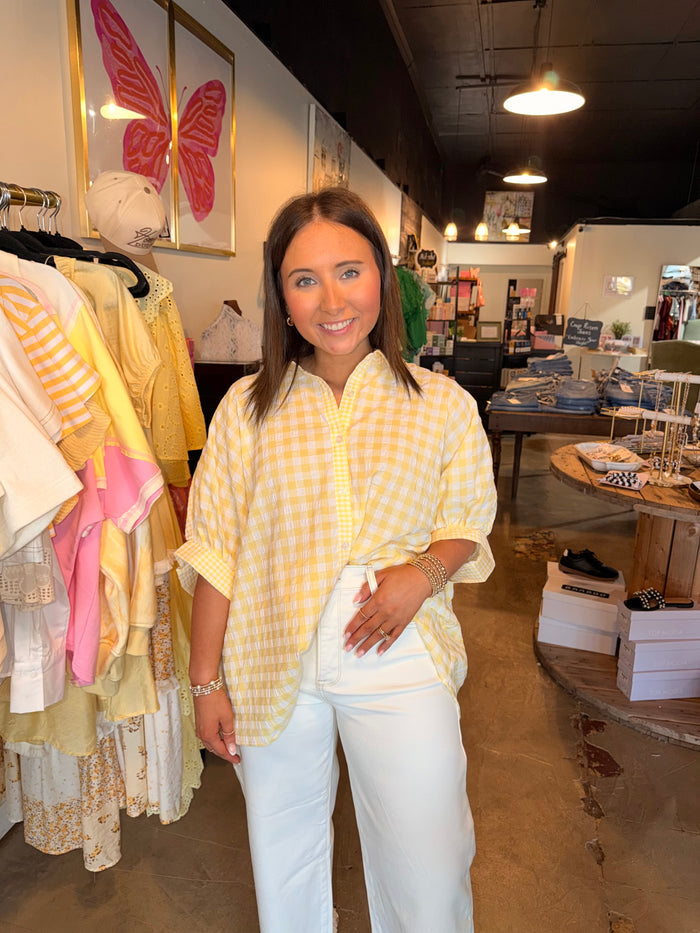 Lemon Oversized Gingham Top