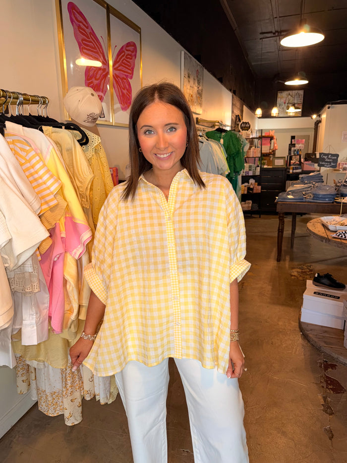 Lemon Oversized Gingham Top